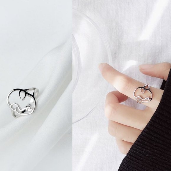 925 Sterling Silver Minimalist Abstract Face Ring - Picture 2 of 4